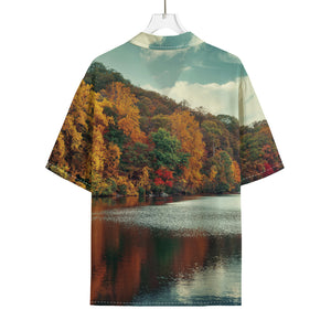 Autumn Lake Print Rayon Hawaiian Shirt