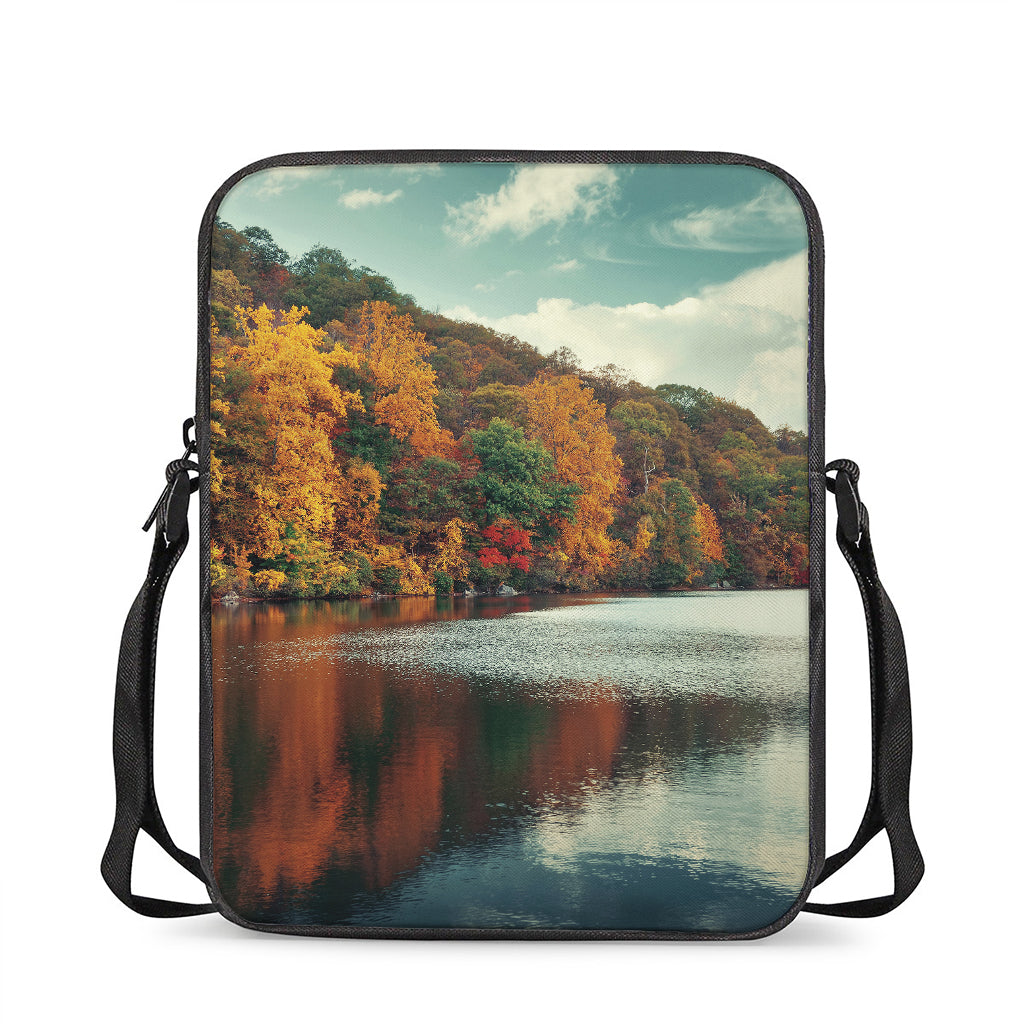 Autumn Lake Print Rectangular Crossbody Bag