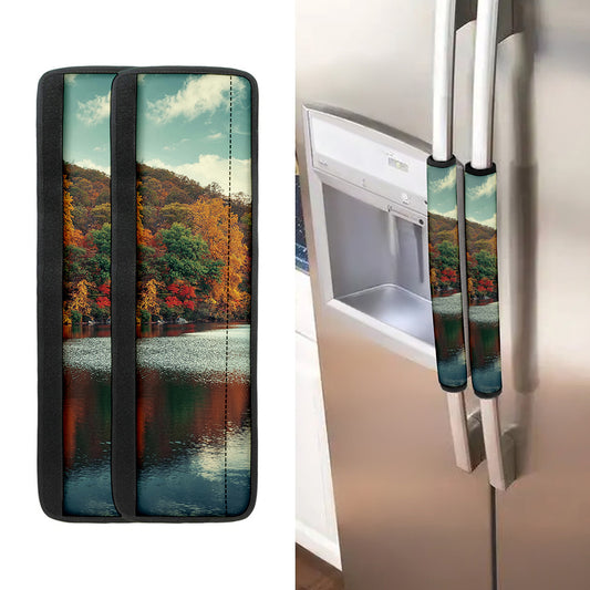 Autumn Lake Print Refrigerator Handle Covers