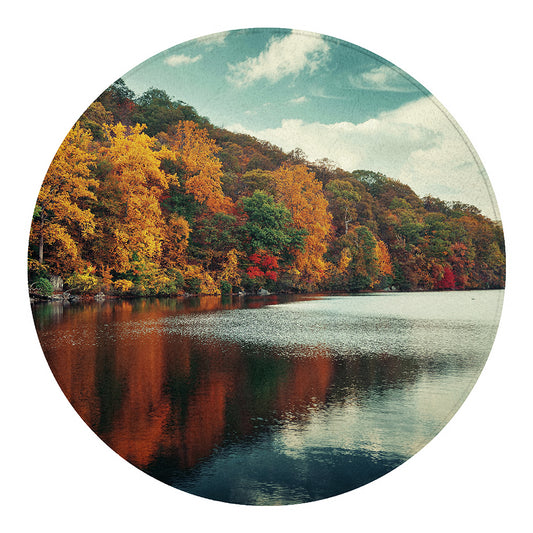Autumn Lake Print Round Blanket
