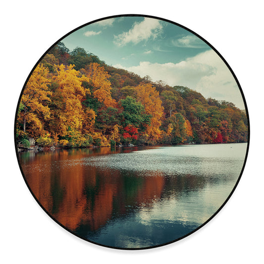 Autumn Lake Print Round Floor Mat