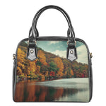 Autumn Lake Print Shoulder Handbag