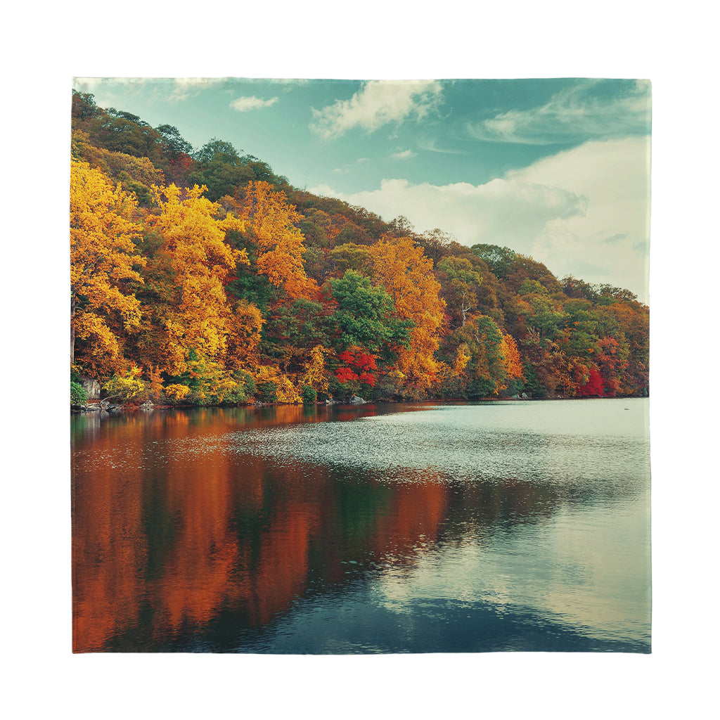 Autumn Lake Print Silk Bandana