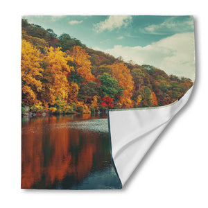 Autumn Lake Print Silk Bandana