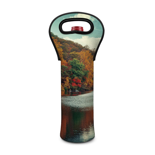 Autumn Lake Print Single Neoprene Wine Tote