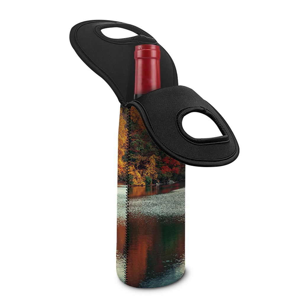 Autumn Lake Print Single Neoprene Wine Tote