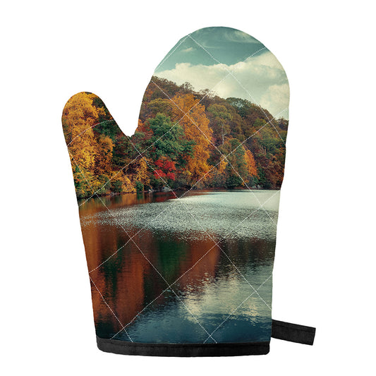 Autumn Lake Print Single Oven Mitt
