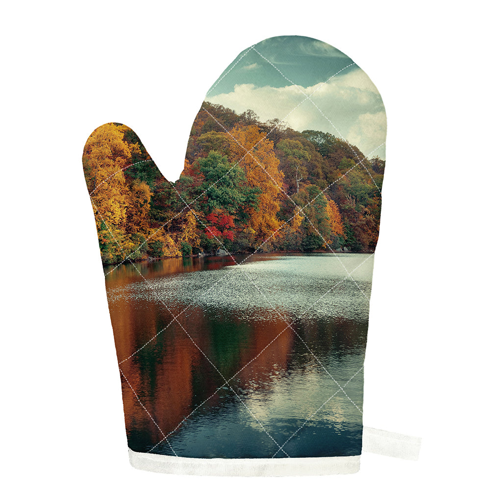 Autumn Lake Print Single Oven Mitt