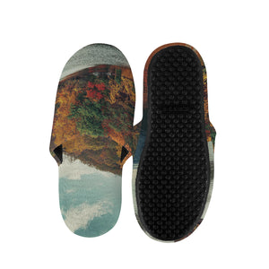 Autumn Lake Print Slippers