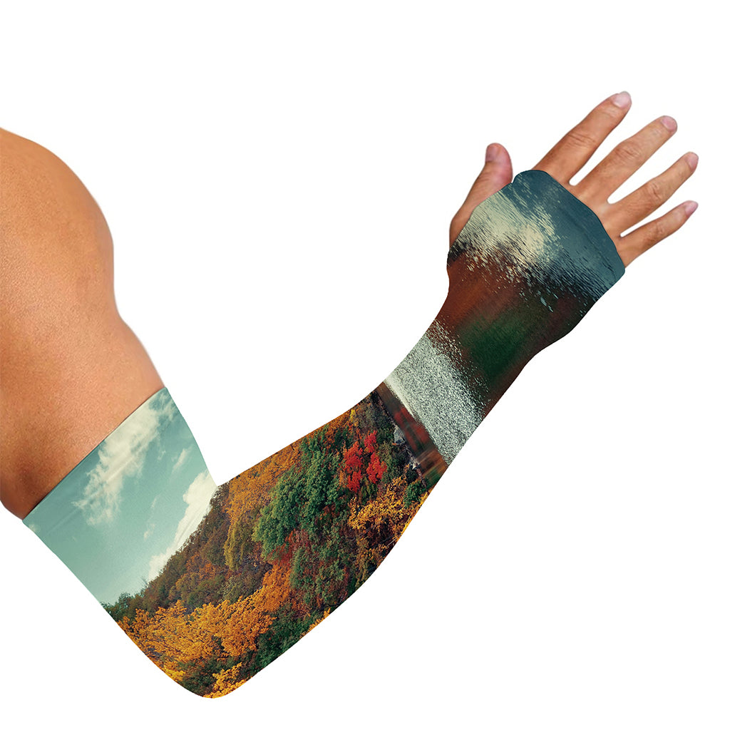 Autumn Lake Print Sun Protection Arm Sleeves