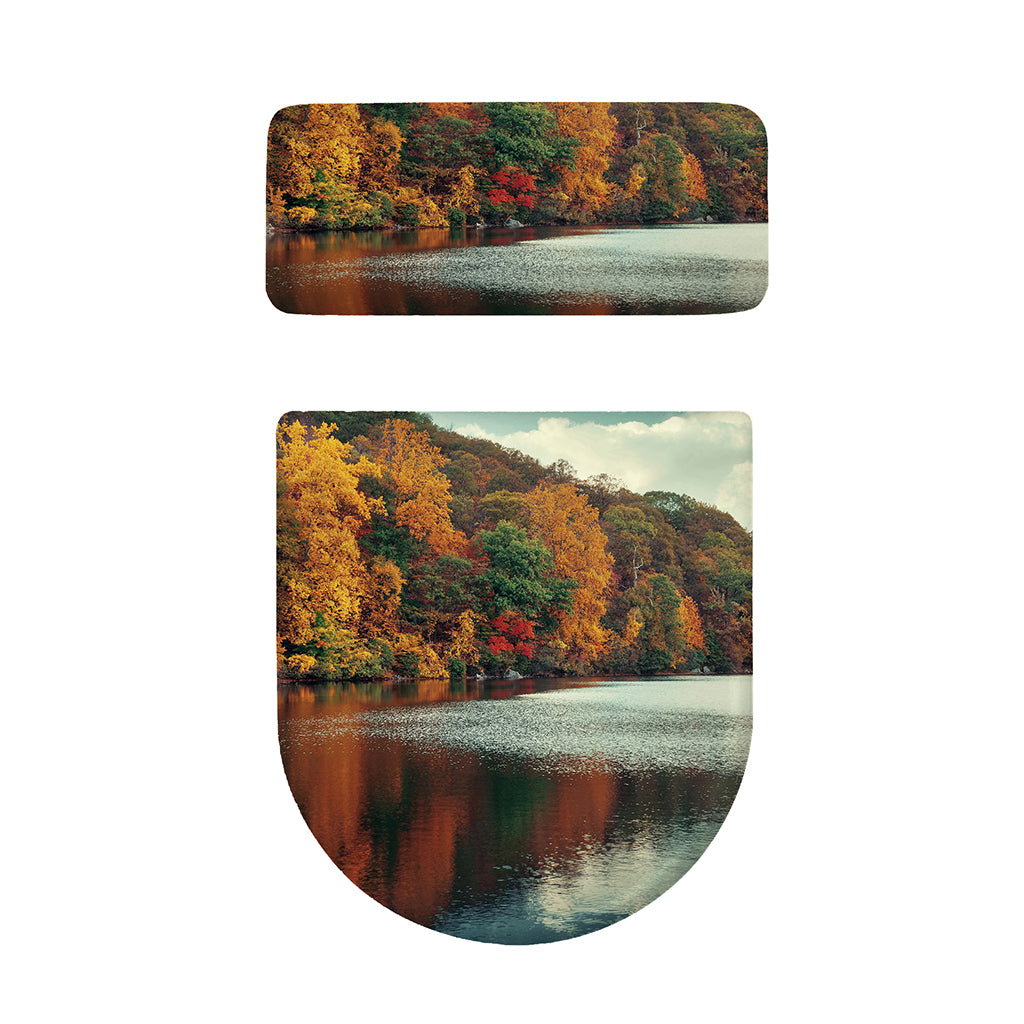 Autumn Lake Print Toilet Lid And Tank Cover Set