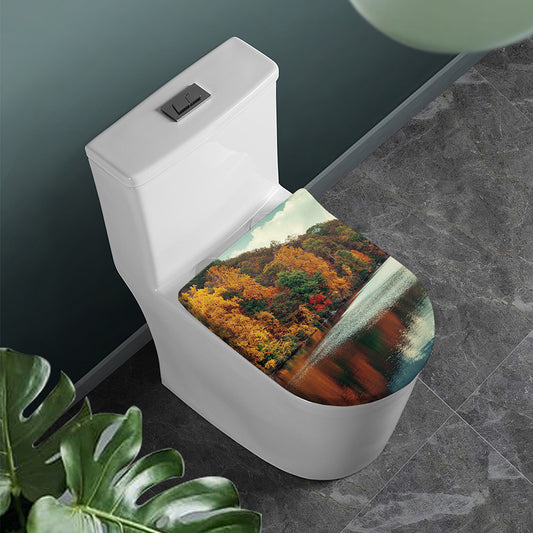 Autumn Lake Print Toilet Lid Cover