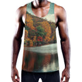 Autumn Lake Print Men's Workout Tank Top