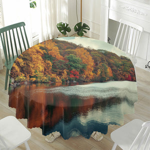 Autumn Lake Print Waterproof Round Tablecloth