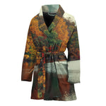 Autumn Lake Print Women's Bathrobe