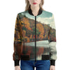 Autumn Lake Print Women's Bomber Jacket