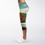 Autumn Lake Print Women's Capri Leggings