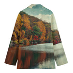 Autumn Lake Print Women's Cotton Blazer