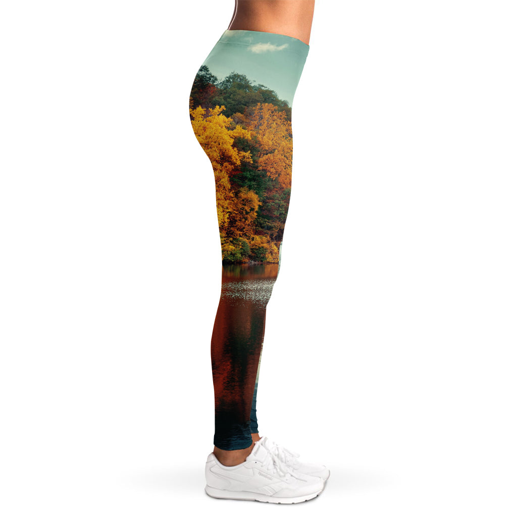 Autumn Lake Print Women's Leggings