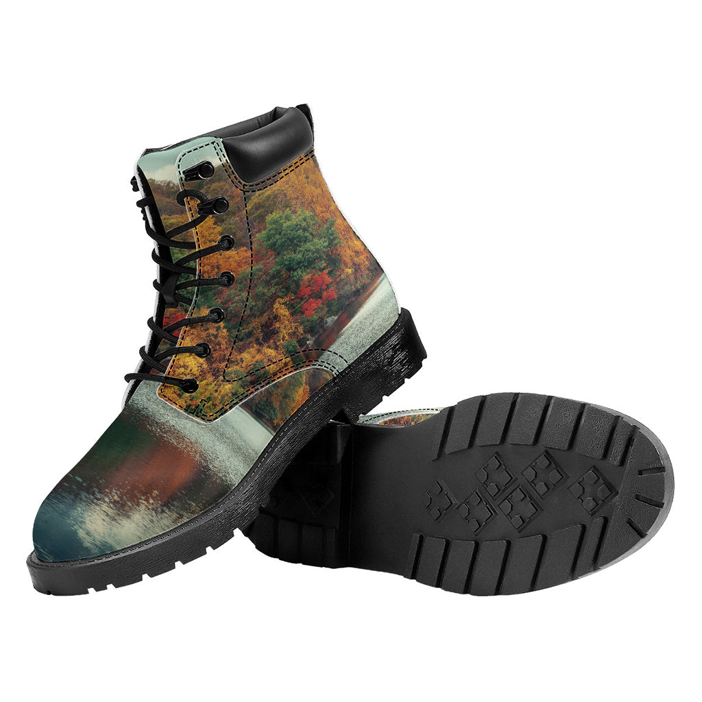 Autumn Lake Print Work Boots