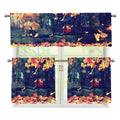 Autumn Leaves Print 3 Piece Kitchen Curtains