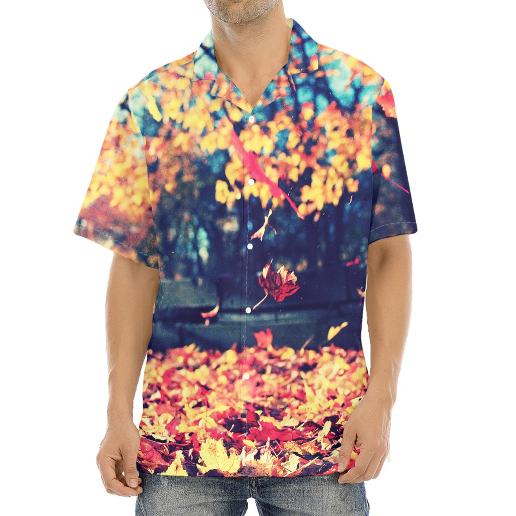 Autumn Leaves Print Aloha Shirt