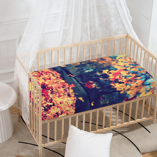 Autumn Leaves Print Baby Crib Sheet