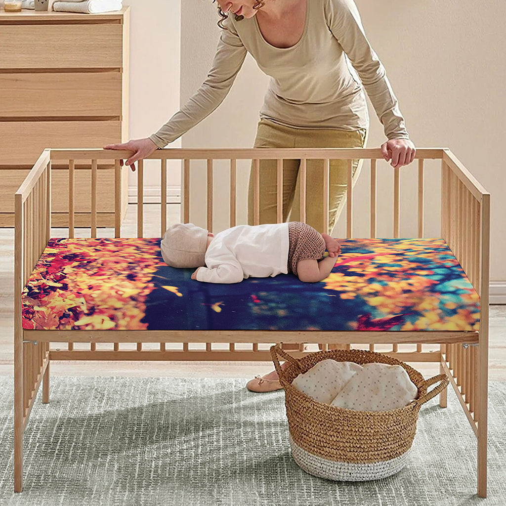 Autumn Leaves Print Baby Crib Sheet