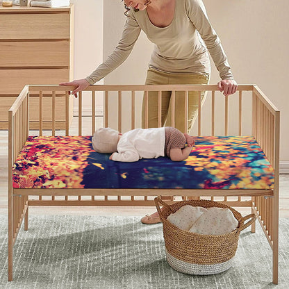 Autumn Leaves Print Baby Crib Sheet