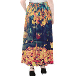 Autumn Leaves Print Chiffon Maxi Skirt