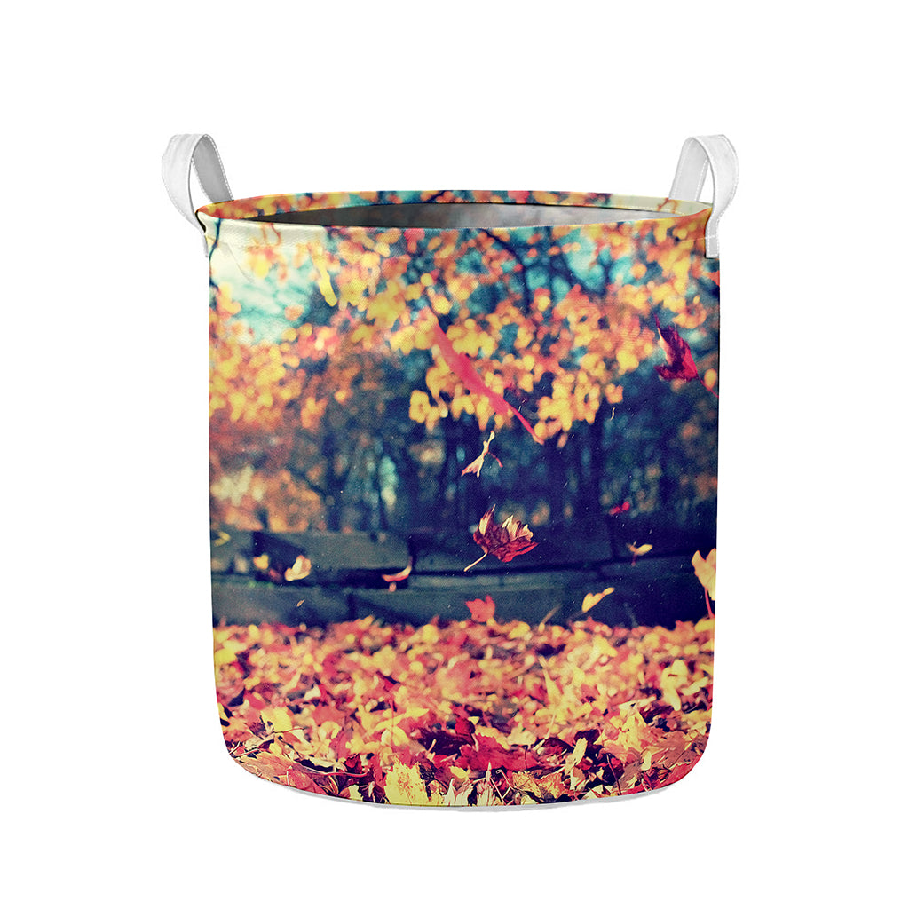Autumn Leaves Print Collapsible Laundry Basket