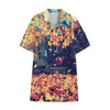 Autumn Leaves Print Cotton Hawaiian Shirt