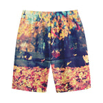 Autumn Leaves Print Cotton Shorts