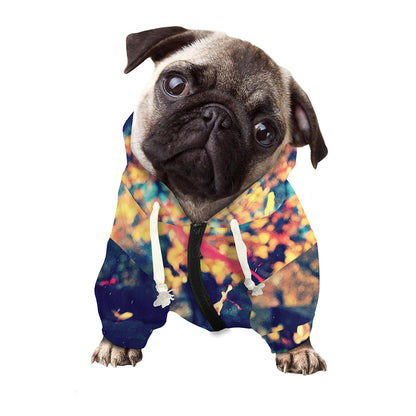 Autumn Leaves Print Dog Zip Up Hoodie
