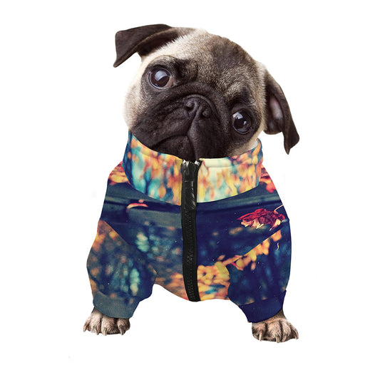 Autumn Leaves Print Dog Zip Up Jacket
