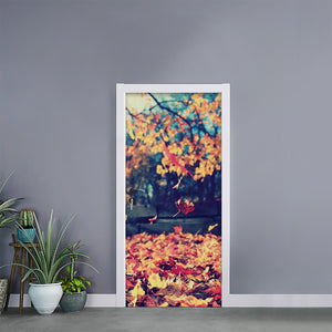 Autumn Leaves Print Door Sticker