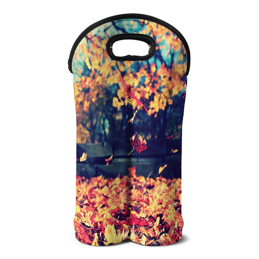 Autumn Leaves Print Double Neoprene Wine Tote