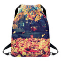 Autumn Leaves Print Drawstring Backpack