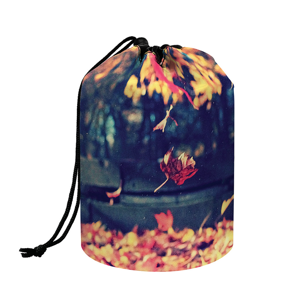 Autumn Leaves Print Drawstring Makeup Bag
