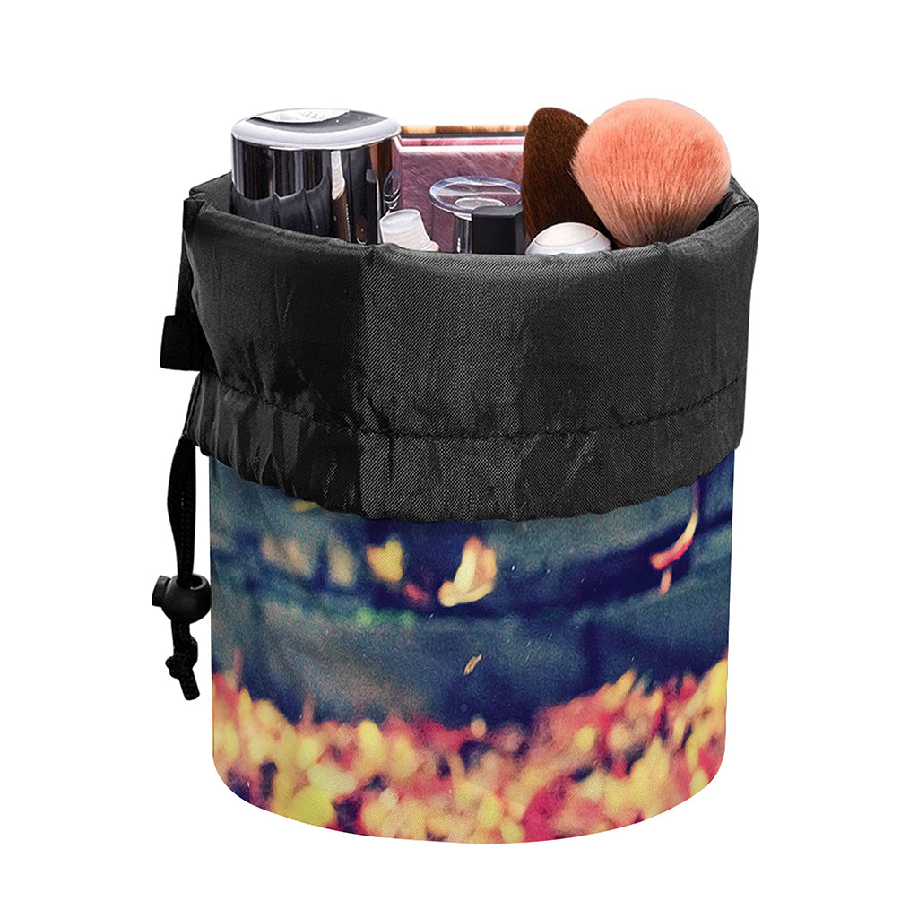 Autumn Leaves Print Drawstring Makeup Bag