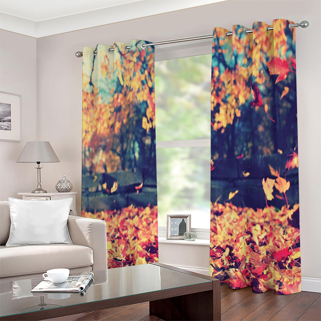 Autumn Leaves Print Extra Wide Grommet Curtains