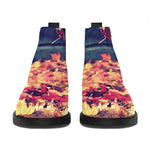 Autumn Leaves Print Flat Ankle Boots