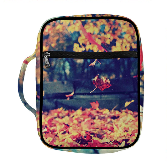 Autumn Leaves Print Front Pocket Bible Bag