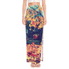 Autumn Leaves Print High Slit Maxi Skirt