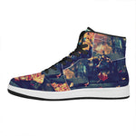 Autumn Leaves Print High Top Leather Sneakers