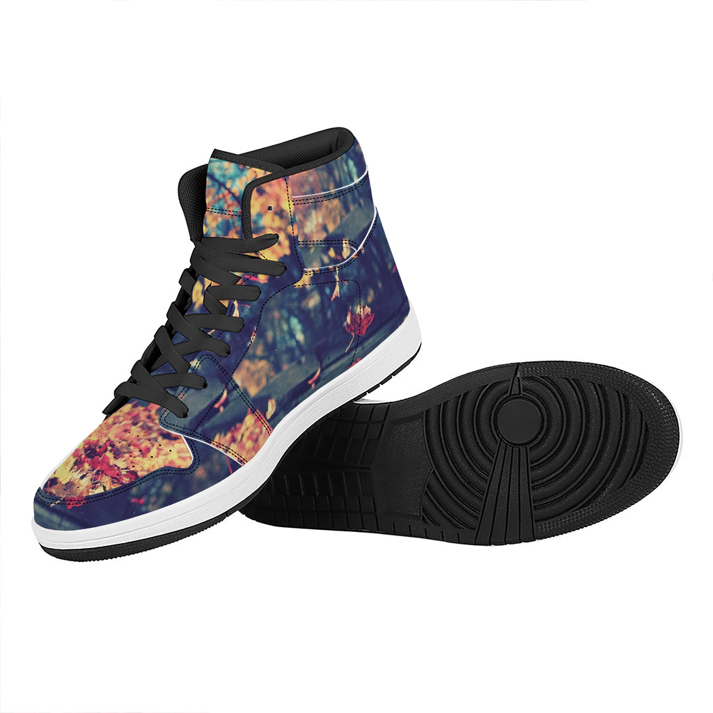 Autumn Leaves Print High Top Leather Sneakers