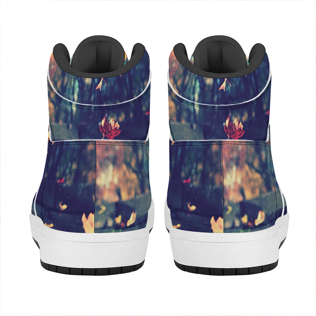 Autumn Leaves Print High Top Leather Sneakers