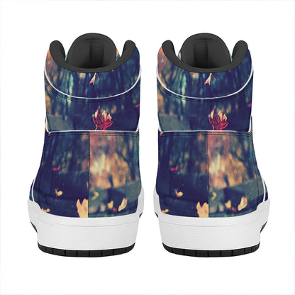 Autumn Leaves Print High Top Leather Sneakers