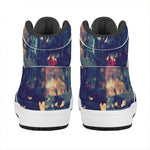 Autumn Leaves Print High Top Leather Sneakers