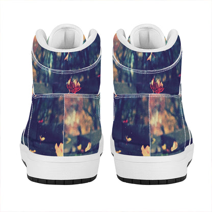 Autumn Leaves Print High Top Leather Sneakers